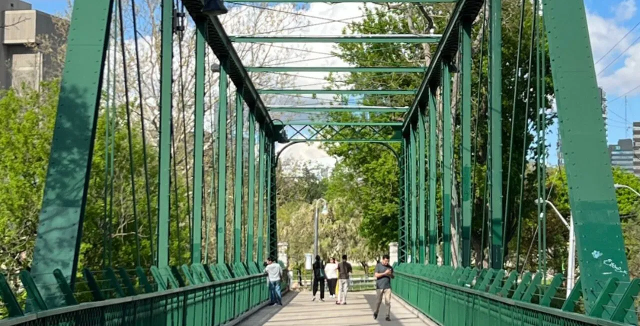 An image of a bridge with several people atop looking below.