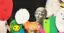 collaged characters are laid out on top of a black background